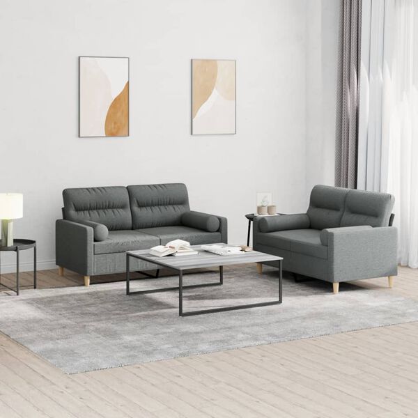 vidaXL Sofa Set Dark Grey Fabric (100% polyester), metal, textilene, plywood