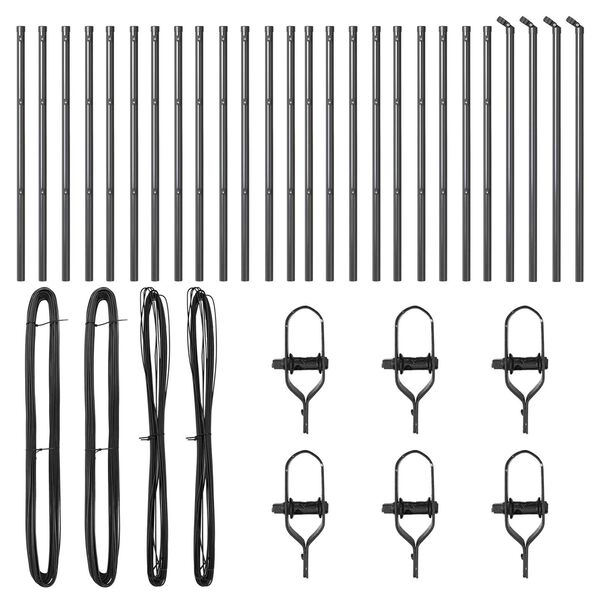 vidaXL Fence Post Other 26 pcs Grey 1.26 x 1.26 x 47.24 in Steel