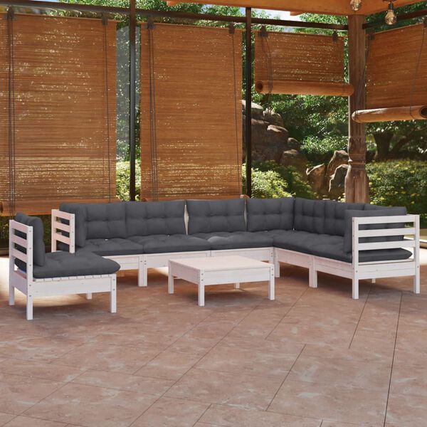 vidaXL Garden Lounge Set White, Anthracite