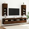 vidaXL TV Cabinet Set of 2 Brown oak Engineered wood, glass Medium
