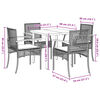 vidaXL Garden Dining Set Table: Black, Chair: Black, Cushion: Cream White