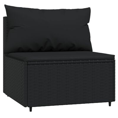 vidaXL 3 Piece Patio Lounge Set with Cushions Black Poly Rattan