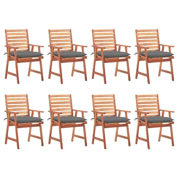 vidaXL Outdoor Chair Set of 8 Natural Acacia wood Solid Acacia wood