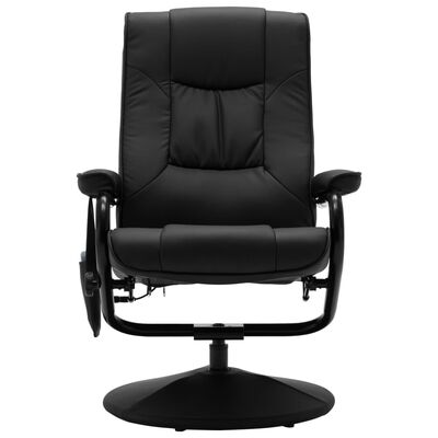 vidaXL Massage Recliner with Ottoman Black Faux Leather