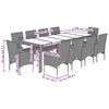 vidaXL 11 Piece Patio Dining Set with Cushions Brown Poly Rattan and Glass