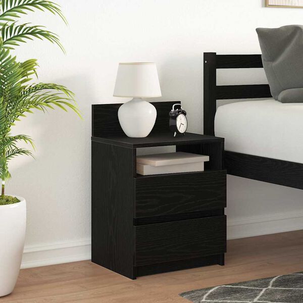 vidaXL Bedside Cabinet Black Engineered wood Medium Bedside Cabinet