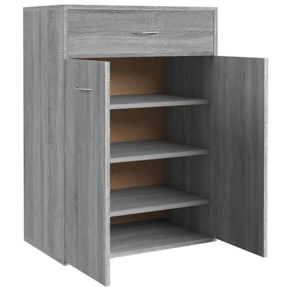 vidaXL Shoe Cabinet Grey Sonoma Engineered Wood Medium Shoe Cabinet