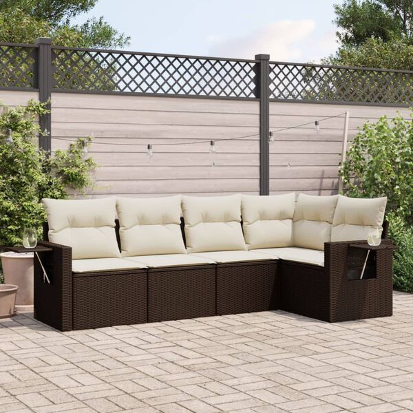 vidaXL Garden Sofa Set Brown, Cream White