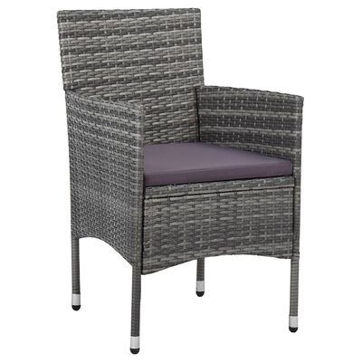 vidaXL 3 Piece Patio Dining Set Gray Poly Rattan and Acacia Wood