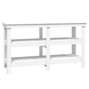 vidaXL Work Bench White 56.1x19.7x31.5" Solid Wood Pine