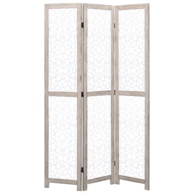 vidaXL 3-Panel Room Divider White 41.3"x65" Solid Wood