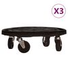 vidaXL Plant Trolley Set of 3 Black Polypropylene Diameter 15.7 in