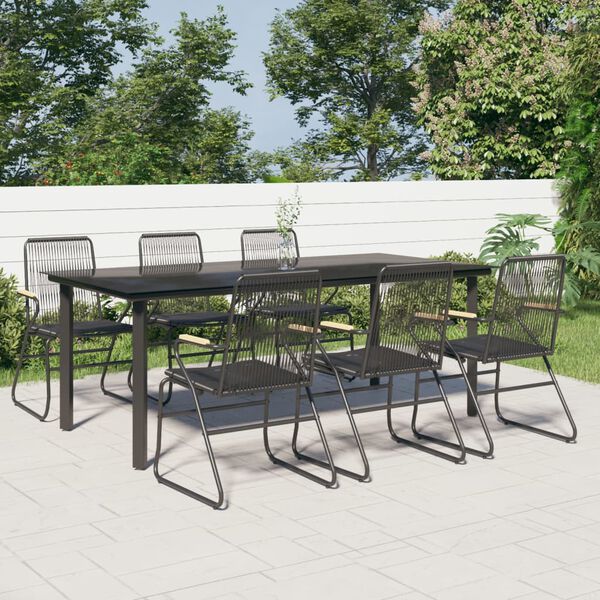vidaXL Garden Dining Set Black PVC Rattan Large Durable