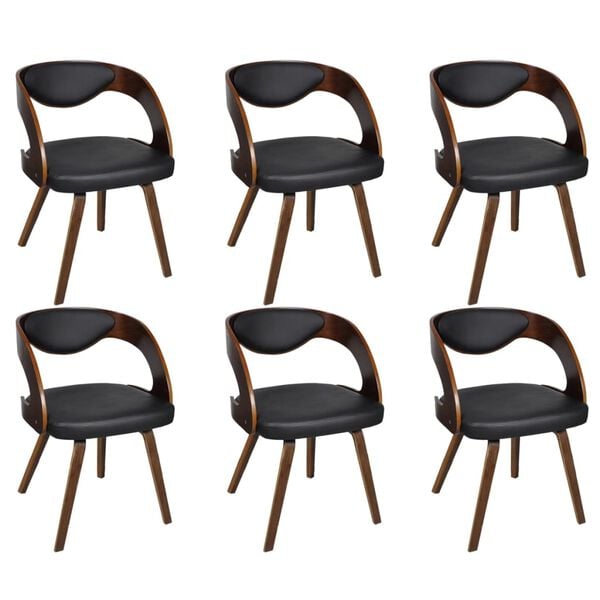 vidaXL Dining Chair Set of 6 Brown
