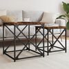 vidaXL Nesting Coffee Table Set of 2 Smoked oak Engineered wood and metal