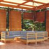 vidaXL Garden Lounge Set Grey Solid pine wood, fabric (100% polyester)