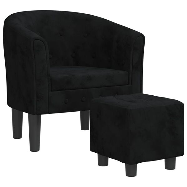 vidaXL Tub Chair Black Velvet (100% polyester), pinewood, plywood, plastic