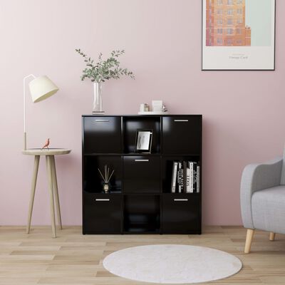 vidaXL Book Cabinet Black 35.4"x11.8"x35.4" Engineered Wood