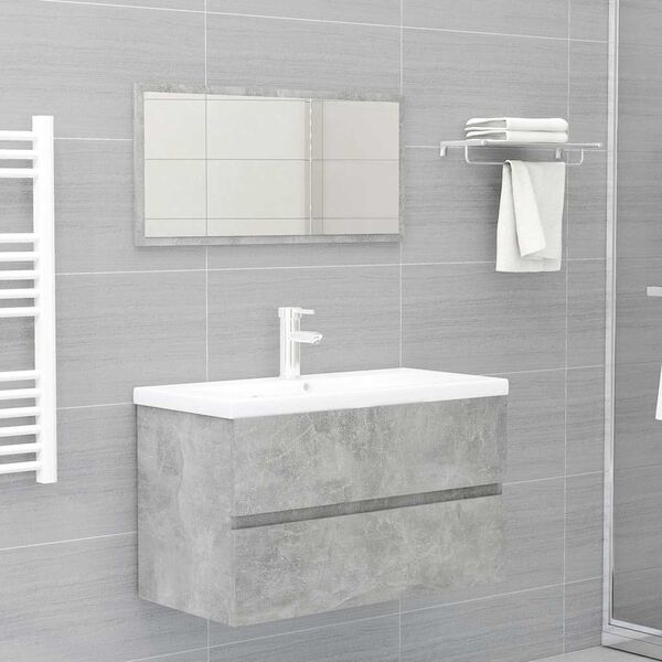 vidaXL Bathroom Furniture Set Concrete Gray Engineered Wood, Acrylic
