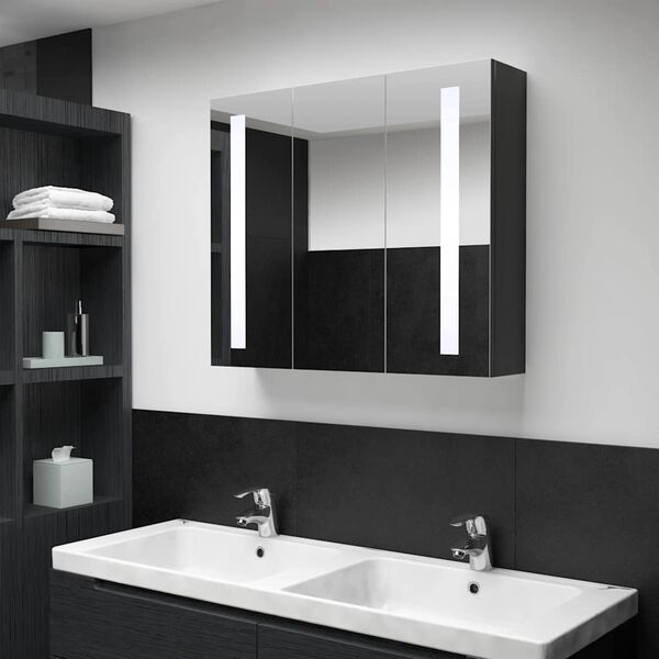 vidaXL Bathroom Cabinet Anthracite MDF with melamine finish, glass Medium
