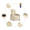 vidaXL Massage Recliner Chair Cream 100% polyester fabric, metal, plywood