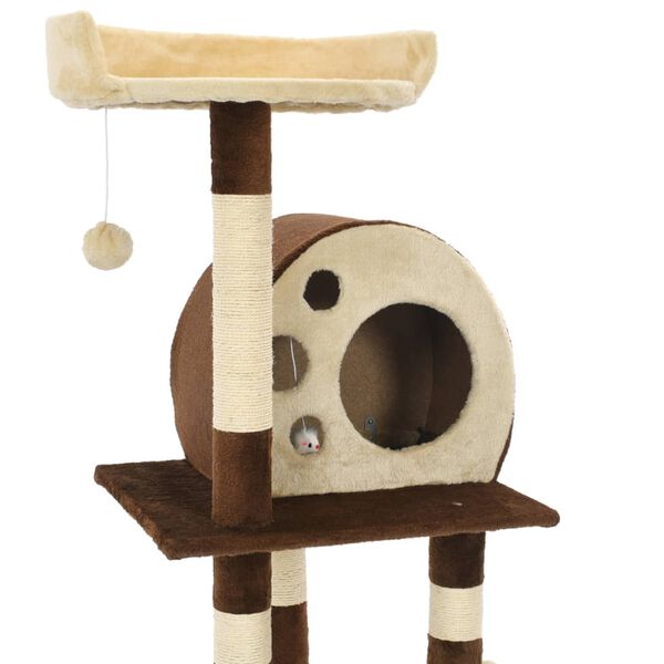 vidaXL Cat Tree Beige and Brown Particle board, Plush, Sisal 50 in tall