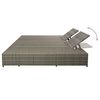 vidaXL Sun Lounger Grey PE rattan, powder-coated steel, fabric Double