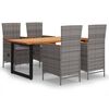 vidaXL 5 Piece Patio Dining Set with Cushions Poly Rattan Gray