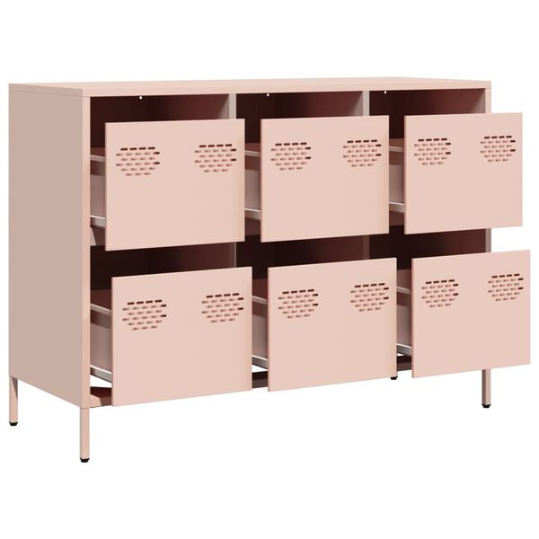 vidaXL Sideboard Pink Cold-rolled steel Medium Sideboard Rectangular