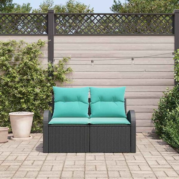 vidaXL Garden Sofa Black 124 x 62 x 85 cm poly rattan