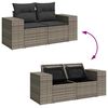 vidaXL Garden Sofa Set Grey Poly Rattan Medium Adjustable Armrests