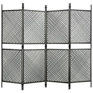 vidaXL 4-Panel Room Divider Poly Rattan Anthracite 94.5"x78.7"