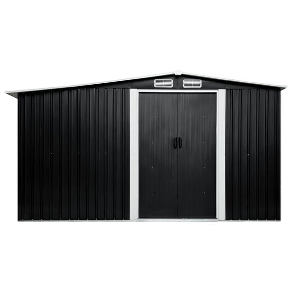 vidaXL Garden Shed with Sliding Doors Anthracite 129.7"x122.8"x70.1" Steel