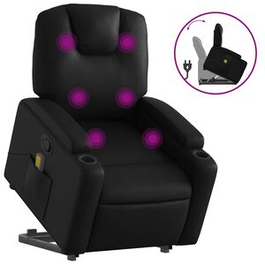 vidaXL Stand Up Massage Recliner Chair Black Faux leather, metal, plywood