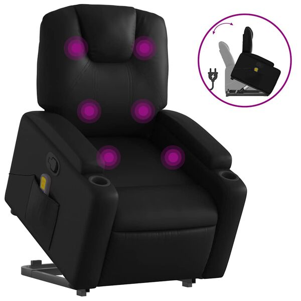 vidaXL Stand Up Massage Recliner Chair Black Faux leather, metal, plywood