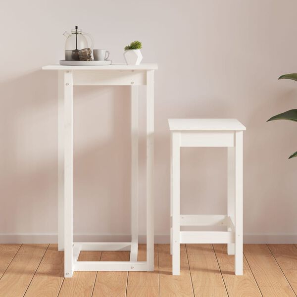 vidaXL Bar Table White Solid Pine Wood Large Durable Bar Table