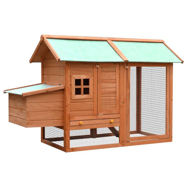 vidaXL Chicken Coop Brown and Green Solid pine/fir wood