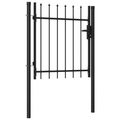 vidaXL Fence Gate Single Door with Spike Top Steel 39.4"x39.4" Black