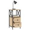 vidaXL Bedside Cabinet Set of 2 Sonoma oak Engineered wood, iron Compact
