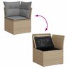 vidaXL Garden Sofa Set Beige PE Rattan Large Adjustable Armrests