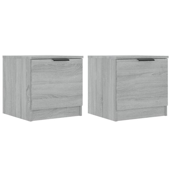 vidaXL Bedside Cabinet Set of 2 Gray Sonoma Engineered wood 15.7 in