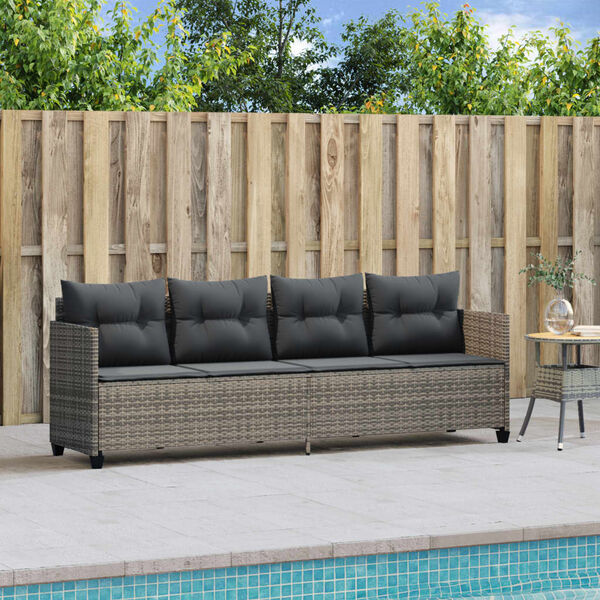 vidaXL Sun Lounger Grey PE Rattan Extra Long Removable Covers