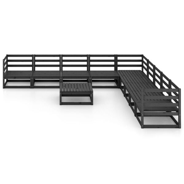 vidaXL Garden Lounge Set Black Solid pine wood Large Modular