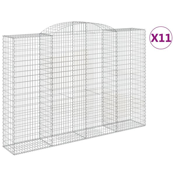 vidaXL Arched Gabion Baskets 11 pcs 118.1x19.7x200/220" Galvanised Iron