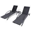 vidaXL Sun Lounger Black Poly Rattan 78.7 in Adjustable Armrests