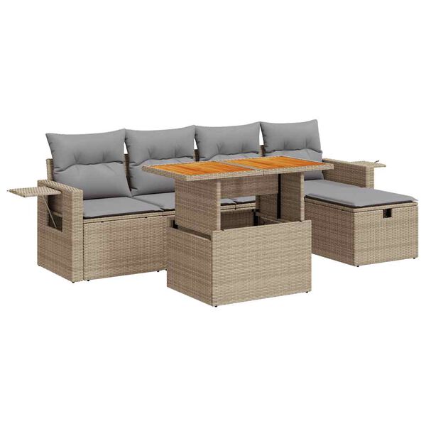 vidaXL Garden Sofa Set Beige, Brown, Cream White