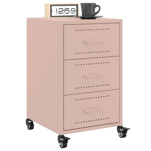 vidaXL Bedside Cabinet Pink Cold-rolled steel Medium Bedside Cabinet