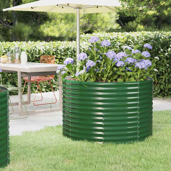 vidaXL Garden Raised Bed Green Powder-coated steel 39.4 in diameter