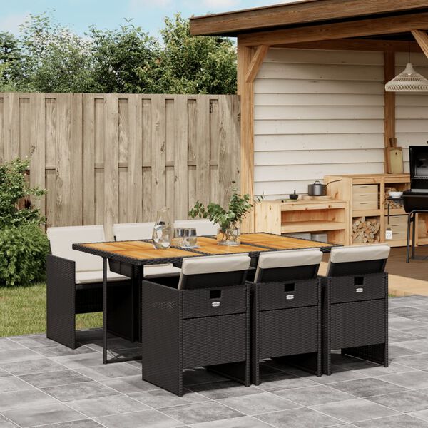 vidaXL Garden Dining Set Black, Brown, Cream White