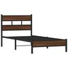 vidaXL Bed Frame Brown oak Steel, Engineered Wood Twin Bed Frame
